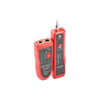 LANBERG tinklo kabelių testeris NT-0501 — RJ-11/RJ-12/RJ-45 palaikymas, maksimalus ilgis 250 m, įmontuota baterija, LED indikatoriai, juodas