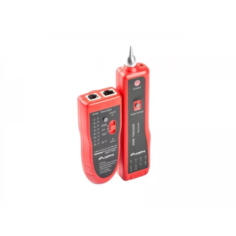 LANBERG tinklo kabelių testeris NT-0501 — RJ-11/RJ-12/RJ-45 palaikymas, maksimalus ilgis 250 m, įmontuota baterija, LED indikatoriai, juodas
