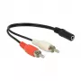 Garso kabelis DeLOCK 85806 0,2 m 2xRCA 3,5 mm juodas raudonas baltas