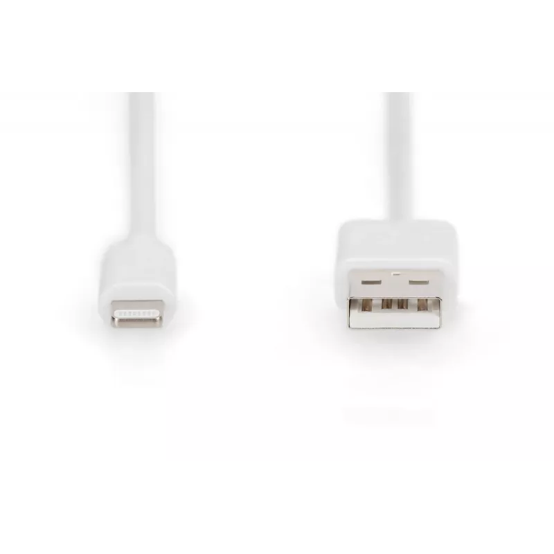 DIGITUS - Lightning kabelis - Lightning (M) į USB (M) - 1,0 m - Dviguba izoliacija - Baltas - Lietas - skirta Apple iPad/iPhone/iPod (Lightning) (DB-600106-010-W)
