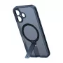 Apsauginis telefono dėklas Torras Pstand Spin, skirtas iPhone 16 Plus – juodas, sulankstomas stovas, plona apsauga