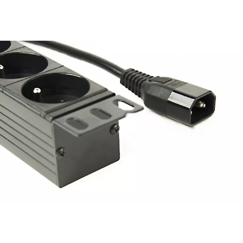 Maitinimo skirstytuvas Gembird EG-PDU-014-FC14, 8 AC lizdai, C14 įvadas, 3 m kabelis, 1U aliuminio korpusas, 10 A, 3680 W