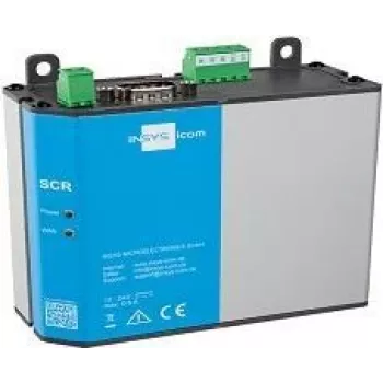 LAN maršrutizatorius INSYS icom SCR‑E300, montavimas ant DIN bėgelio/sienos, SMA antenos jungtis, 10/100 Mbps, 12–24 V
