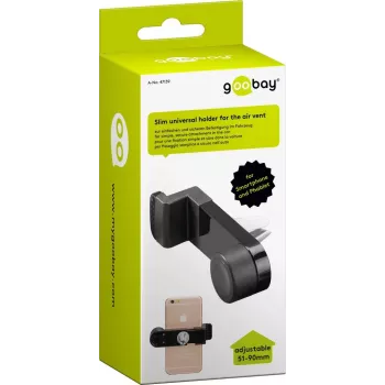 Wentronic Goobay plonas Universal Holder for the air vent, Juoda - for simple and secure mounting in the vehicle (47139)