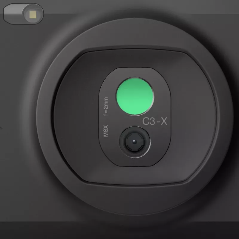 FLIR C3-X terminio vaizdo kamera Juoda 1800 mAh Vanadžio oksido nenuošaldytos židinio plokštumos matricos Integruotas ekranas 128 x 96 pikselių LCD 640 x 480 pikselių