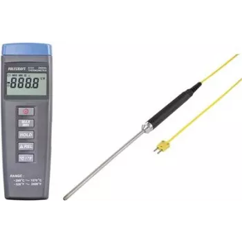 VOLTCRAFT K101 + TP 208 temperatūros matavimo prietaisas -200 iki +1370 °C zondas K tipas