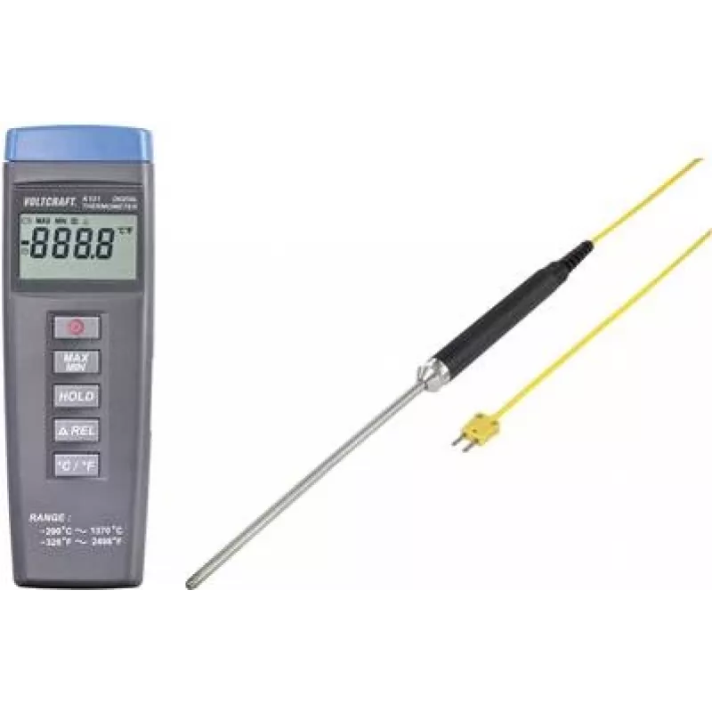 VOLTCRAFT K101 + TP 208 temperatūros matavimo prietaisas -200 iki +1370 °C zondas K tipas