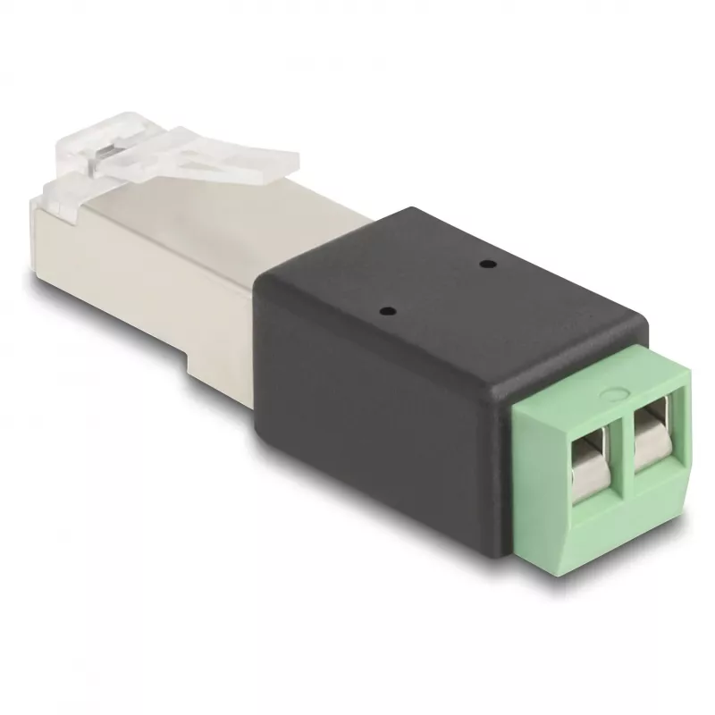 DeLOCK RJ45 kištuko prie gnybtų bloko adapteris 2 kontaktų 66604 juoda žalia