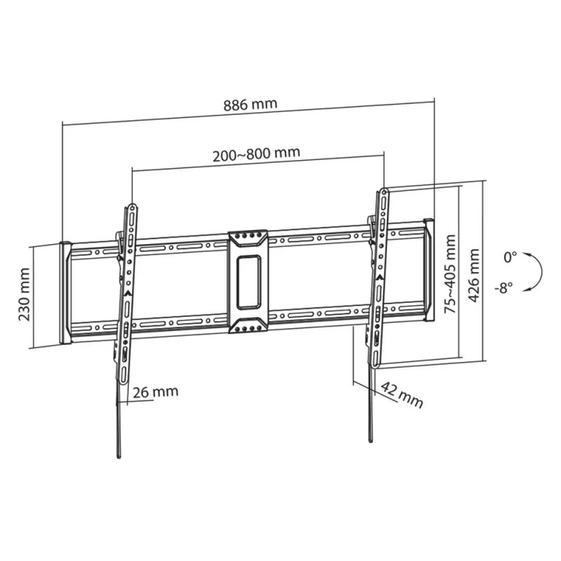 TV sieninis laikiklis SBOX PLB-5948T-2 43–90 colių ekranams, maks. apkrova 70 kg, VESA iki 800×400
