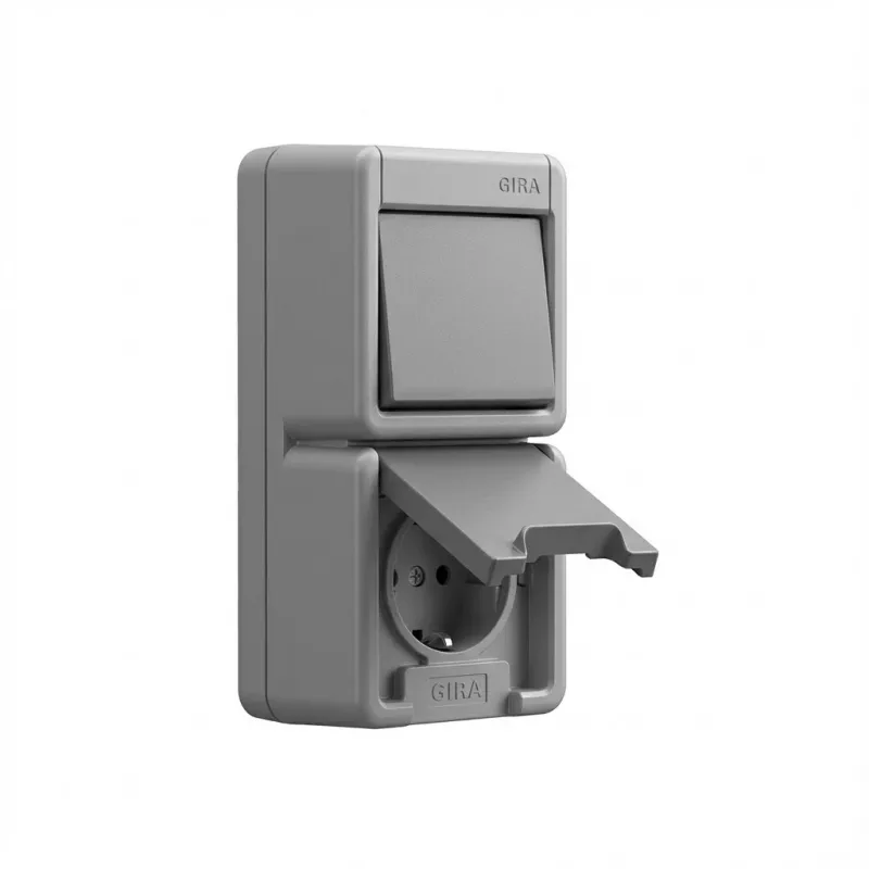 Kištukinis lizdas Schuko GIRA 417630, pilkas, Schuko tipo, 250 V, 16 A, iki 2 modulių
