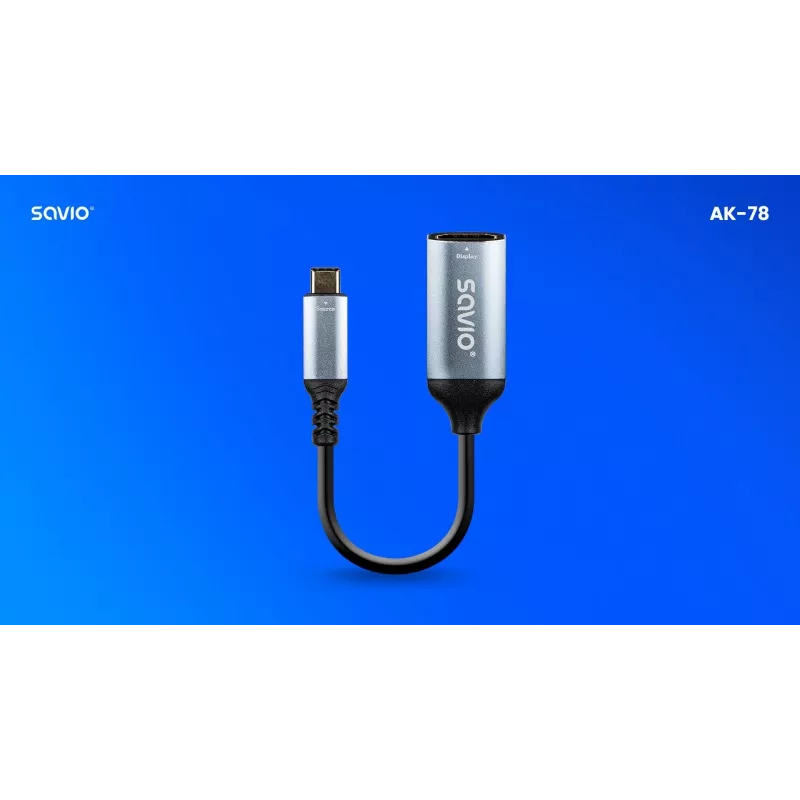 Savio adapteris USB-C (V) HDMI (M), 4K, 60Hz, aliuminis, AK-78