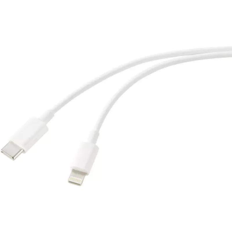 Renkforce USB kabelis USB 2.0 USB-C® kištukas, Apple Lightning kištukas 1,00 m baltas (matinis) RF-5724078 (RF-5724078)