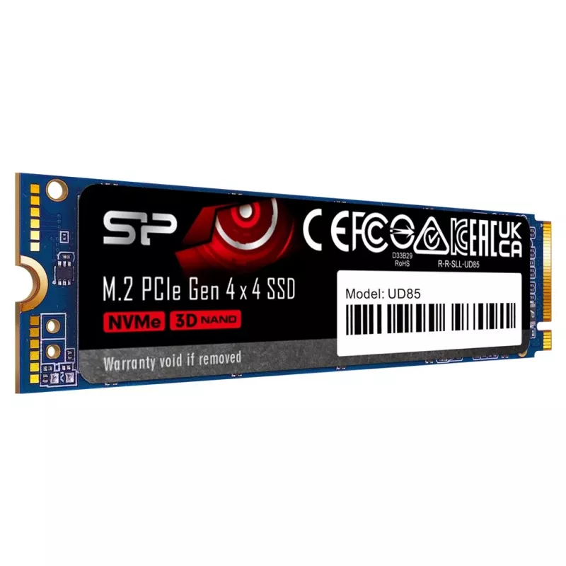 M.2 SSD Silicon Power 250 GB PCIe 4.0 NVMe UD85 — 2280, skaitymo greitis 3300 MB/s, rašymo greitis 1300 MB/s