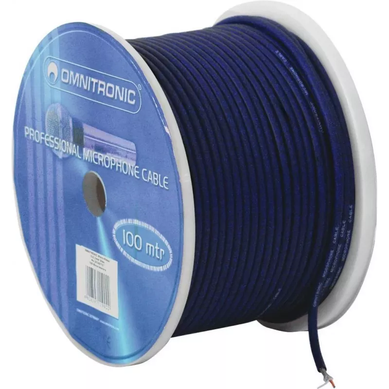 Mikrofono kabelis Omnitronic 2×0,22 mm 100 m juodas