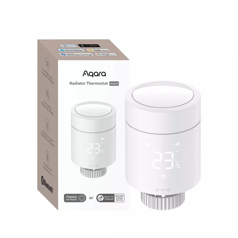 Termostatinis radiatoriaus vožtuvas Aqara W600 (modelis WT-A03D) — išmanus radiatoriaus termostatinis vožtuvas