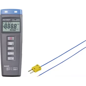 VOLTCRAFT K102 + TP 202 temperatūros matavimo prietaisas -200 iki +1370 °C zondas K tipo