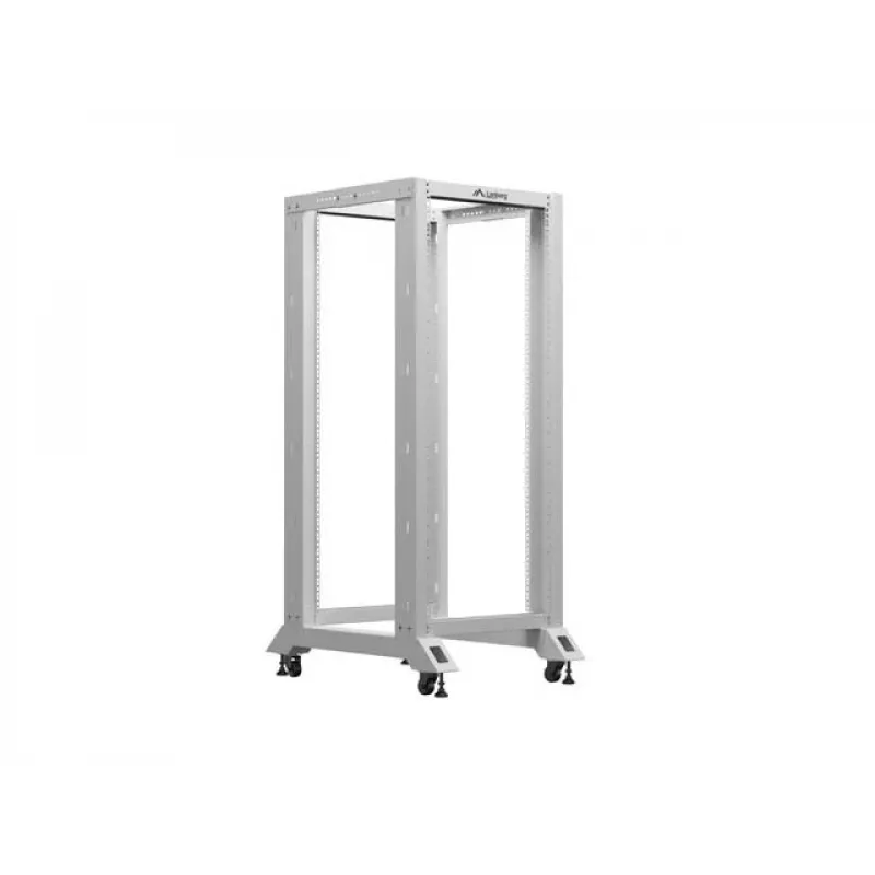 LANBERG 19 colių atviras stovas 27U 600x800 mm pilkas, 27U atviro rėmo serverių stovas