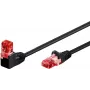Goobay CAT 6 komutacinis kabelis 1x 90° angled, U/UTP, Juoda, 2 m - latch tab top, CCA Copper Mix (51516)