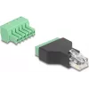 DeLOCK 66590 jungčių adapteris RJ12 6 kontaktų gnybtų blokas juoda, žalia