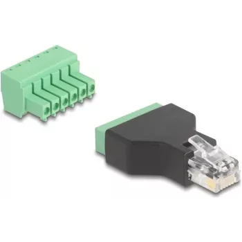 DeLOCK 66590 jungčių adapteris RJ12 6 kontaktų gnybtų blokas juoda, žalia