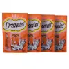 Kačių skanėstai Dreamies sūrio, vištienos, lašišos asorti 12×60 g — mėsingi kieti užkandžiai, baltymų 31%, riebalų 21%