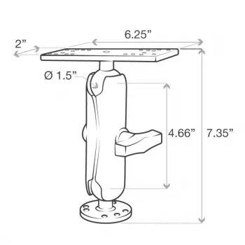 RAM Mounts jūrinis elektroninis laikiklis RAM-111U, aliuminis, juodas