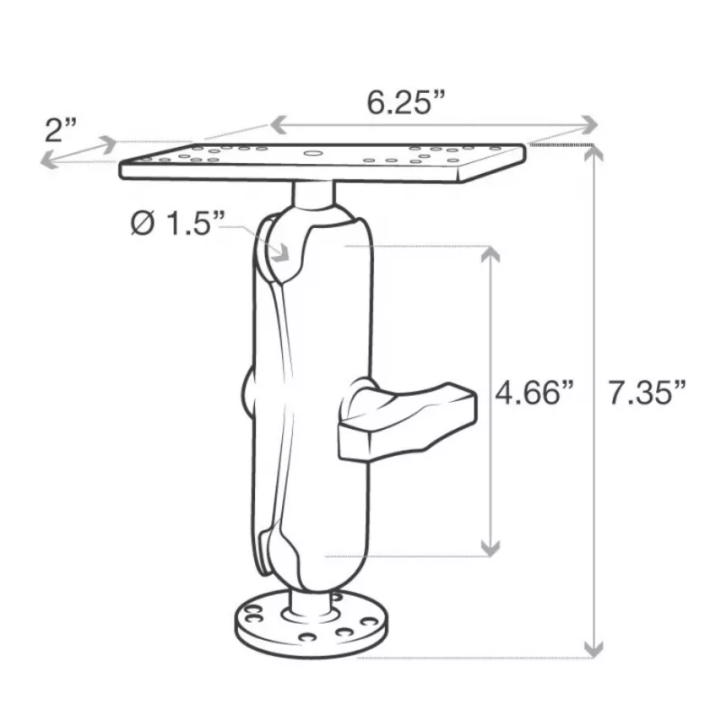 RAM Mounts jūrinis elektroninis laikiklis RAM-111U, aliuminis, juodas