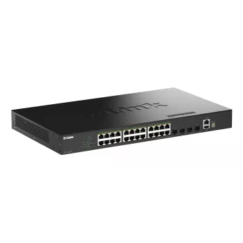 D-Link 28 prievadų gigabitinio sudėtino PoE+ išmaniojo valdomo komutatoriaus su 4 x 10G SFP+ prievadais