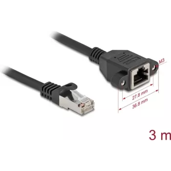 Tinklo kabelis DeLOCK 90778 juodas 3 m Cat6a S/FTP
