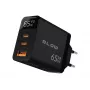 LCD sieninis įkroviklis USB lizdas + USB-Cx2 PD 65W GAN juodas vatmetras
