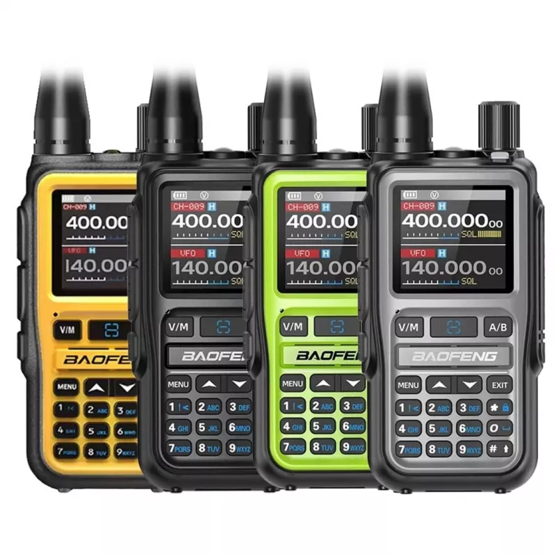 Rankinis racija Baofeng UV-5R EU su USB-C, Bluetooth, VHF/UHF (136–174 MHz), FM 65–108 MHz, 5 W, 1600 mAh, LCD, LED žibintuvėlis