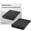 Išorinis DVD‑RW įrenginys QOLTEC 51857 — USB 3.0, SATA sąsaja, DVD±R 8x, DVD±RW 4x, DVD‑RAM 5x, CD 24x, juodas