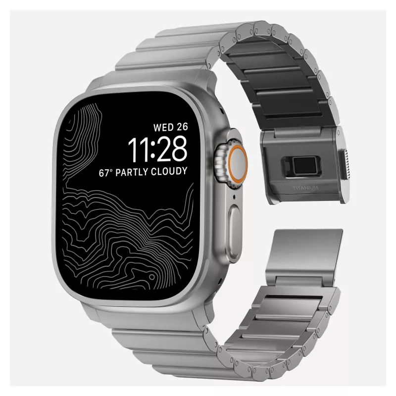 NOMAD Titanium Band for Apple Watch 46mm/49mm Sidabrinė