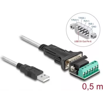 DeLOCK adapteris USB 2.0 Type-A į nuosekliąją RS-422/485 sąsają su kištuku 6 kontaktų gnybtų bloke, 0,5 m