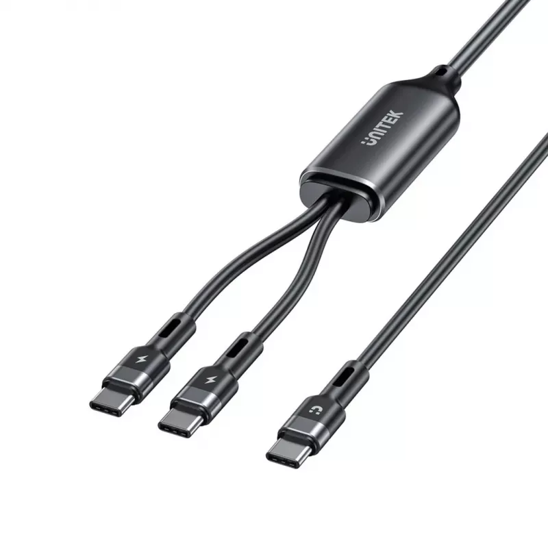 USB-C 2 viename laidas Unitek C14146ABK01 1,8 m, USB-C į USB-C, 100 W PD, juodas