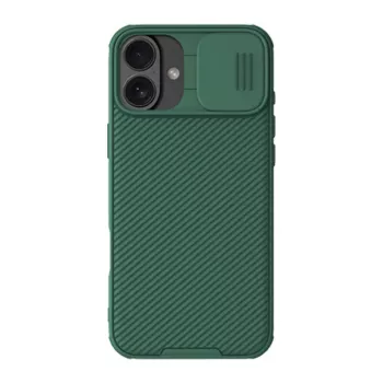 Apsauginis telefono dėklas Nillkin CamShield Pro, skirtas iPhone 16 Plus, žalias, slankiojantis kameros dangtelis