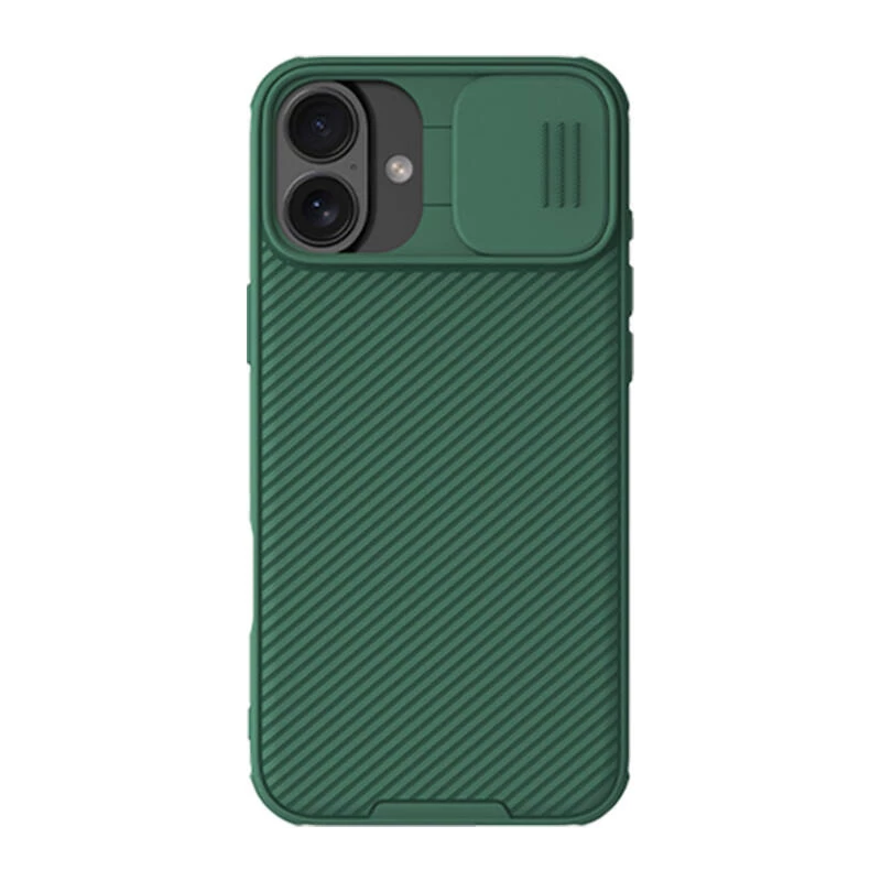 Apsauginis telefono dėklas Nillkin CamShield Pro, skirtas iPhone 16 Plus, žalias, slankiojantis kameros dangtelis
