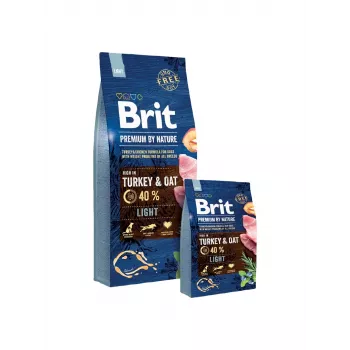 Brit Premium by Nature Light sausas šunų maistas, kalakutiena, vištiena, obuoliai ir kukurūzai, 15 kg