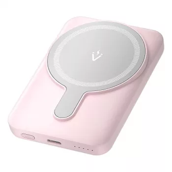 Išorinė baterija Vention FHSP0 5000 mAh su belaidžiu įkrovimu, USB-C, 3 A išėjimu, rožinė
