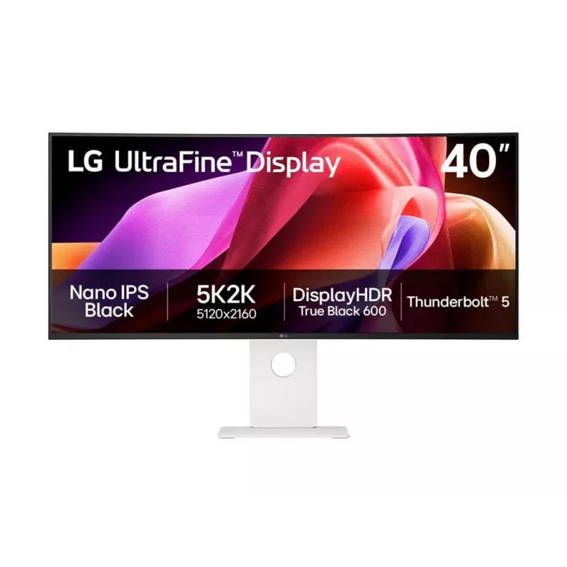 LG UltraWide 40WT95UF-W LED monitorius 100,9 cm (40 colių), balta/juoda, 5K2K, Nano-IPS, lenktas, Thunderbolt 5.0, KVM jungiklis, grandinės jungimas, 120 Hz skydelis (40WT95UF-W.AEU)