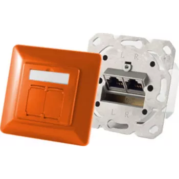 Lizdas 2 x RJ-45 ShiverPeaks S/CONN 74280-O Cat6a 500 MHz oranžinis metalinis matinis