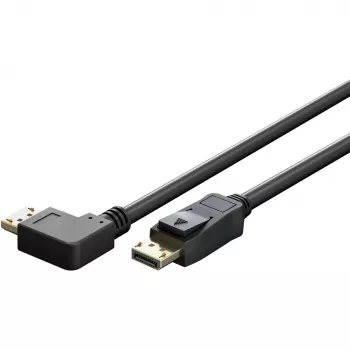 kabelis DisplayPort Plug 90° > DisplayPort Plug, 8K / 144Hz (juodas, 2 Meter, 1 Plug 90° side-angled, 54 Gbit/s, DisplayPort 2.0 / 2.1)