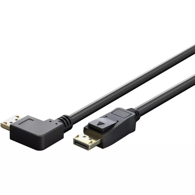 kabelis DisplayPort Plug 90° > DisplayPort Plug, 8K / 144Hz (juodas, 2 Meter, 1 Plug 90° side-angled, 54 Gbit/s, DisplayPort 2.0 / 2.1)