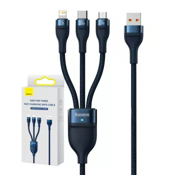 USB laidas Baseus CASS030003 1,2 m USB A USB C/Micro USB-A/Lightning mėlynas