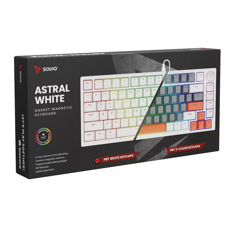 Savio ASTRAL WHITE JADE klaviatūra žaidimams USB QWERTY US International