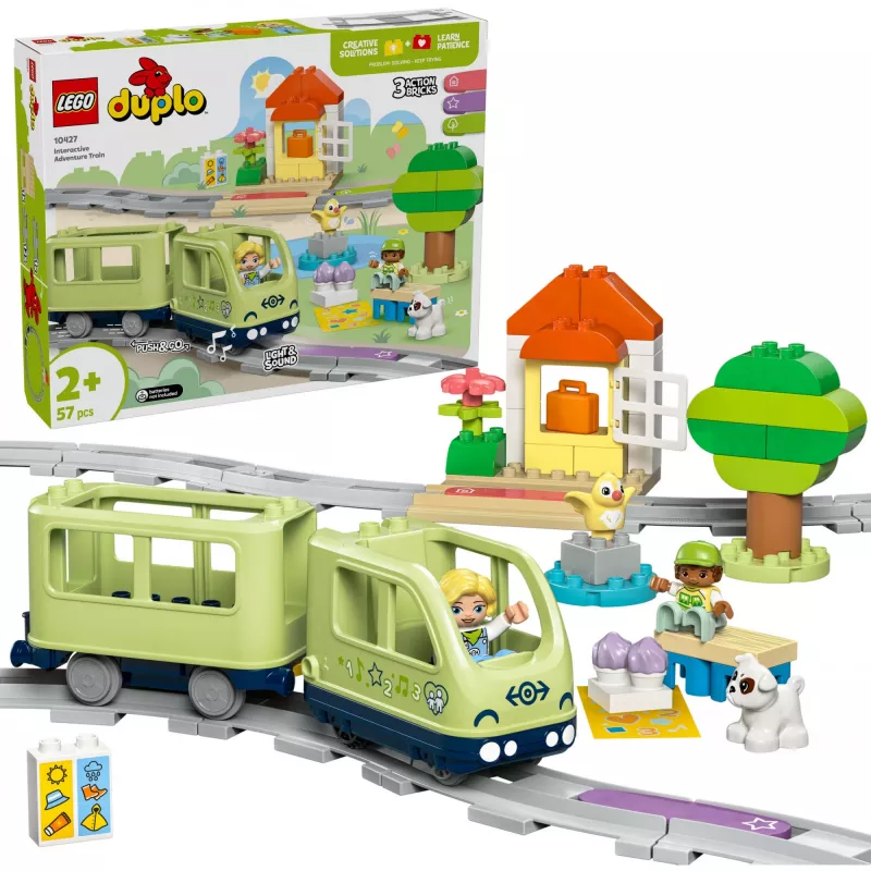 Žaislinis traukinio rinkinys LEGO DUPLO Interactive Adventure Railway 10427, 57 dalys, 2 minifigūrėlės, nuo 2 metų