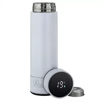 Extralink Smart Travel Mug White, terminis puodelis su temperatūros ekranu