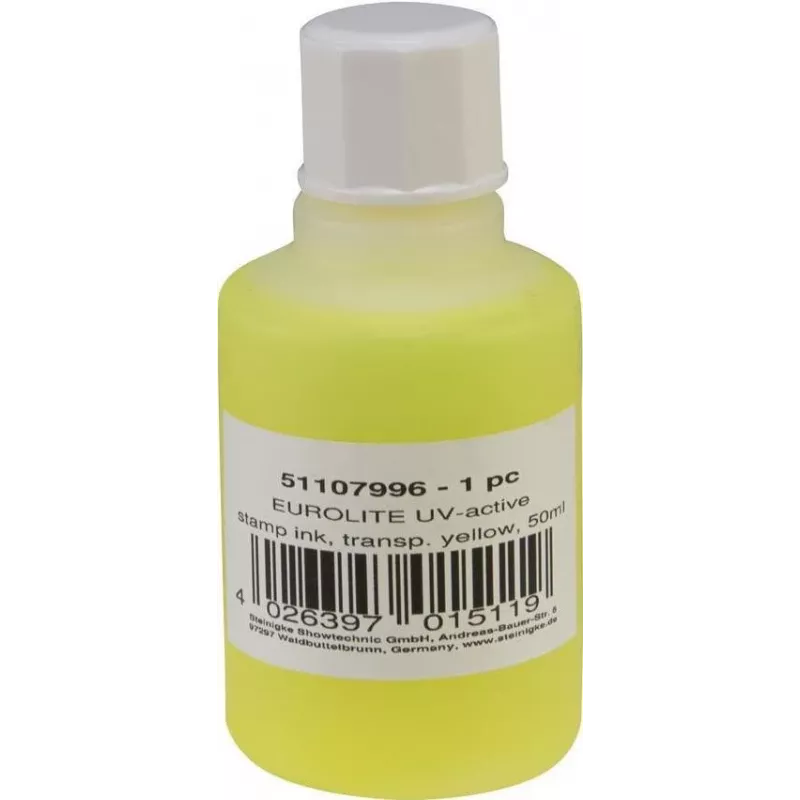 Antspaudų rašalas EUROLITE UV-aktyvus skaidrus geltonas 50 ml (51107996)