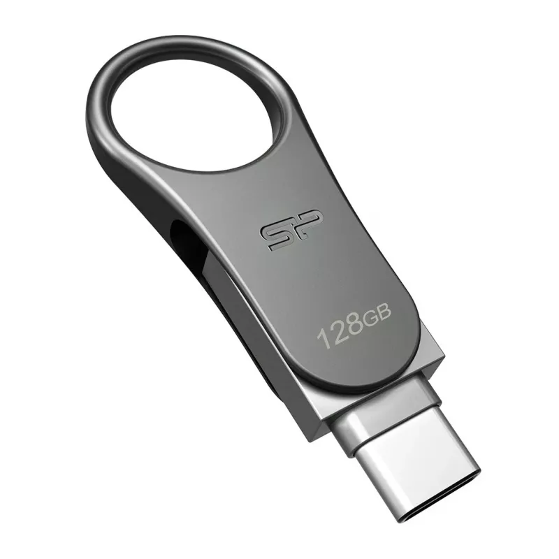 USB atmintinė Silicon Power C80 128 GB USB 3.2 Gen 1 (Type-A / Type-C) titano