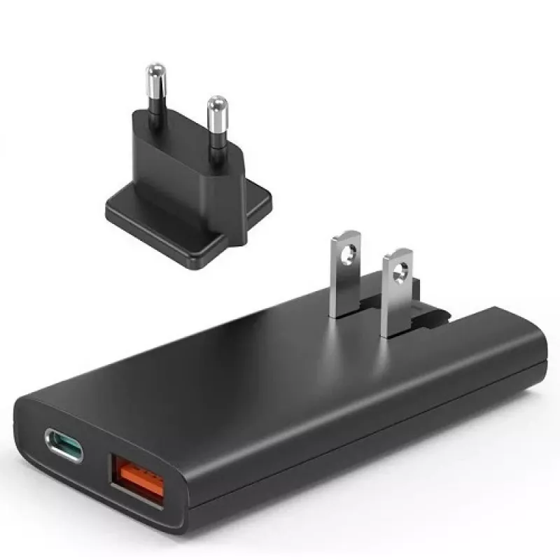 Choetech PD6011 PD65W GaN plonas USB-A+C mini įkroviklis (juodas)